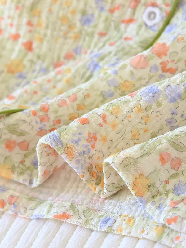 Cotton Printed Lapel Long Sleeve Pajama Set