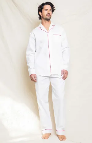 Couch King | White Loungewear Set with Red Details | 100% Cotton