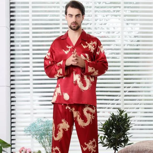 Couple Long Sleeve 2 Piece Bright Sleepwear Set