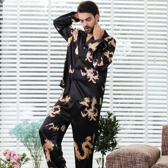 Couple Long Sleeve 2 Piece Bright Sleepwear Set