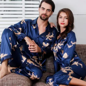 Couple Long Sleeve 2 Piece Bright Sleepwear Set