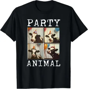 Cow Face Colorful Farm Animal Party Hat Funny Cow T-Shirt