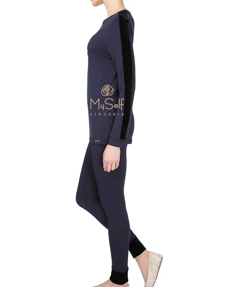 CPJ00149 Velvet Trimmed Modal Pajamas