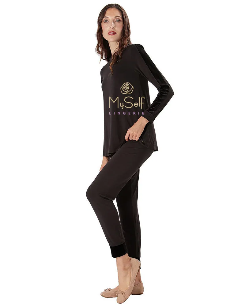 CPJ00149 Velvet Trimmed Modal Pajamas