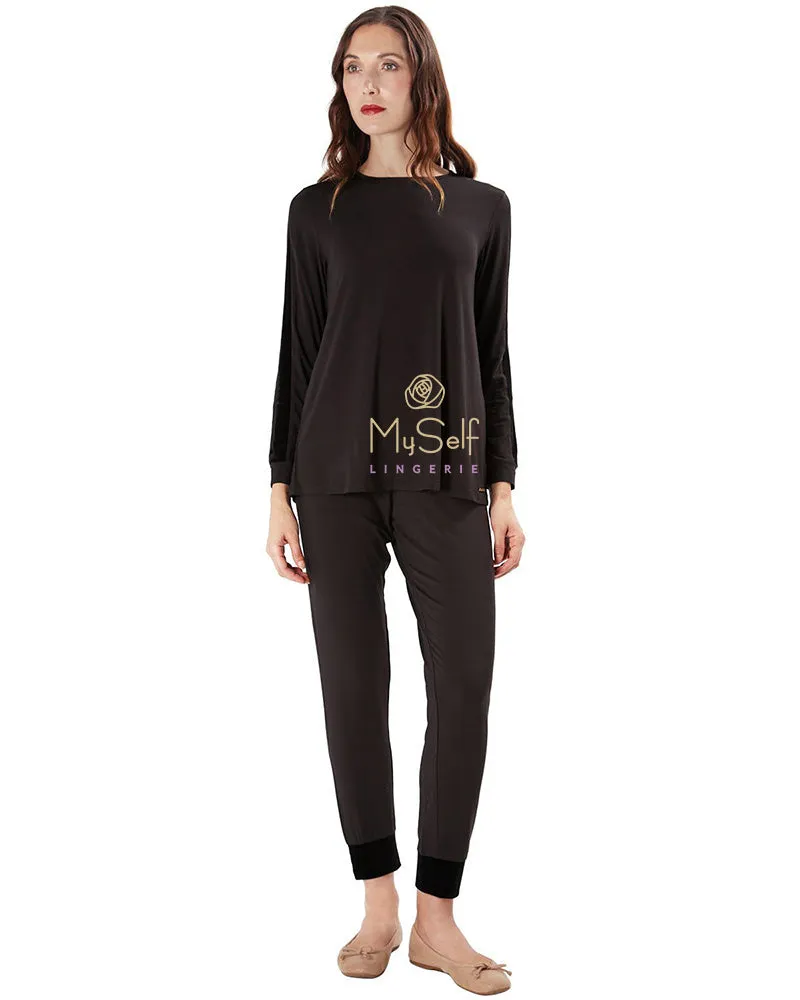 CPJ00149 Velvet Trimmed Modal Pajamas