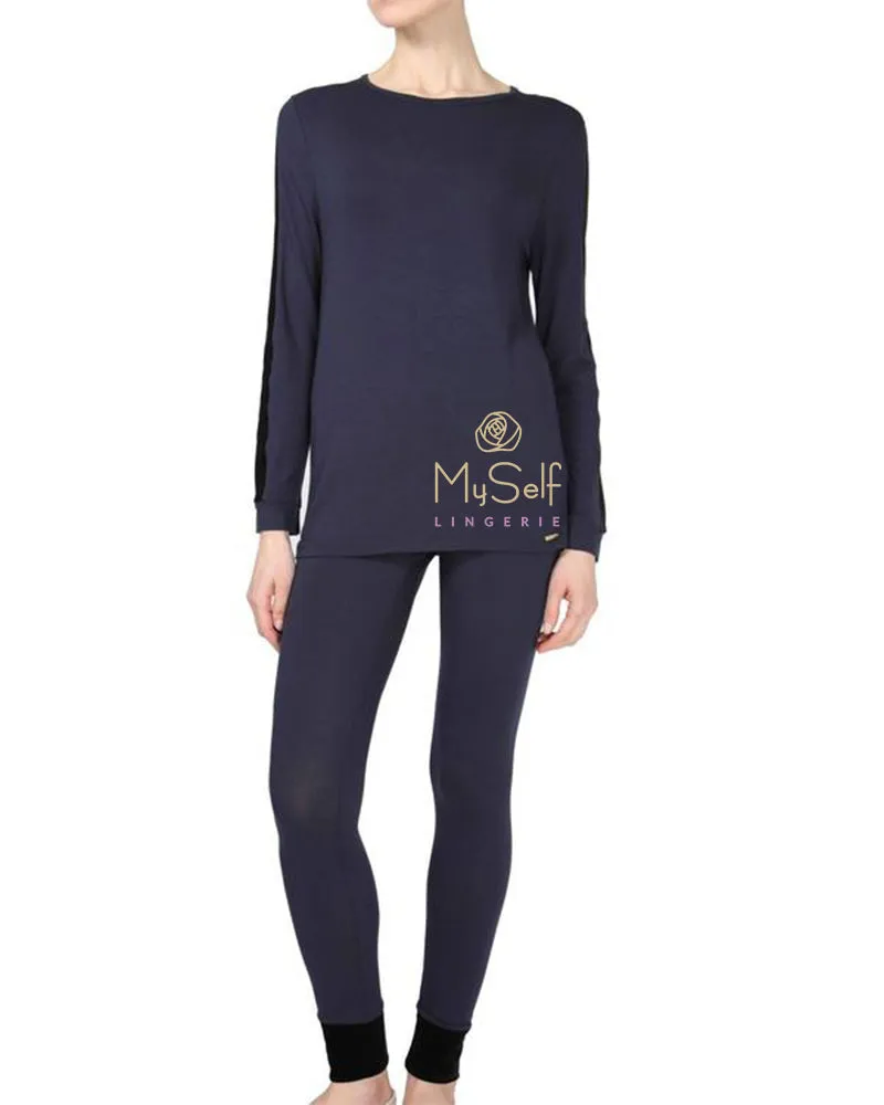 CPJ00149 Velvet Trimmed Modal Pajamas