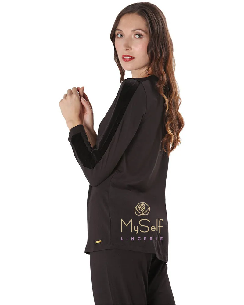 CPJ00149 Velvet Trimmed Modal Pajamas