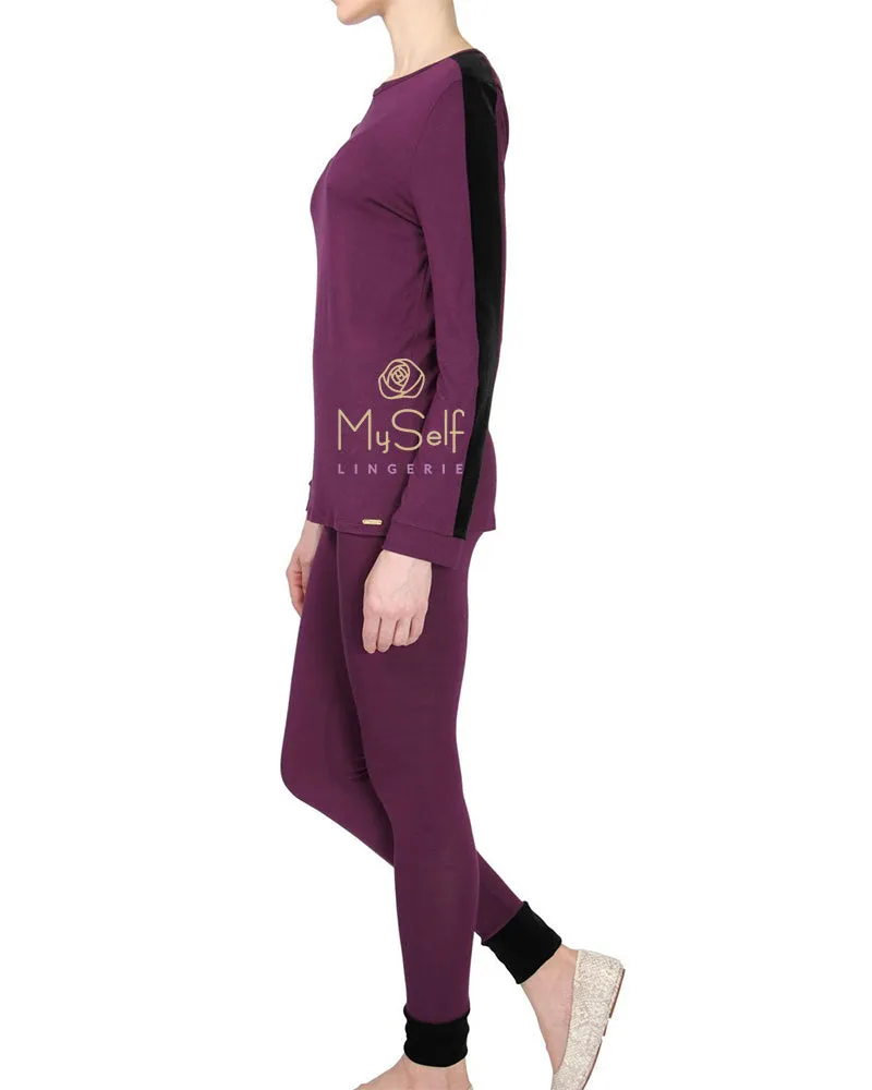 CPJ00149 Velvet Trimmed Modal Pajamas