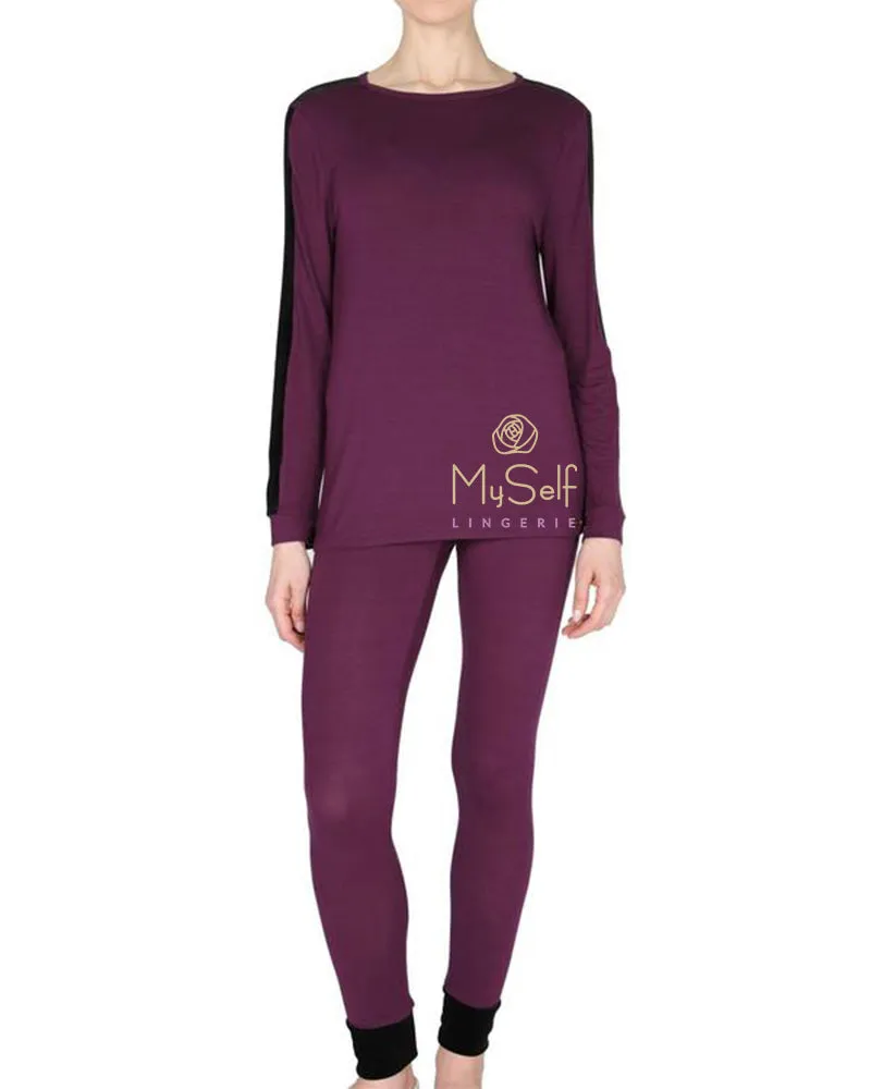 CPJ00149 Velvet Trimmed Modal Pajamas