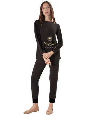 CPJ00149 Velvet Trimmed Modal Pajamas