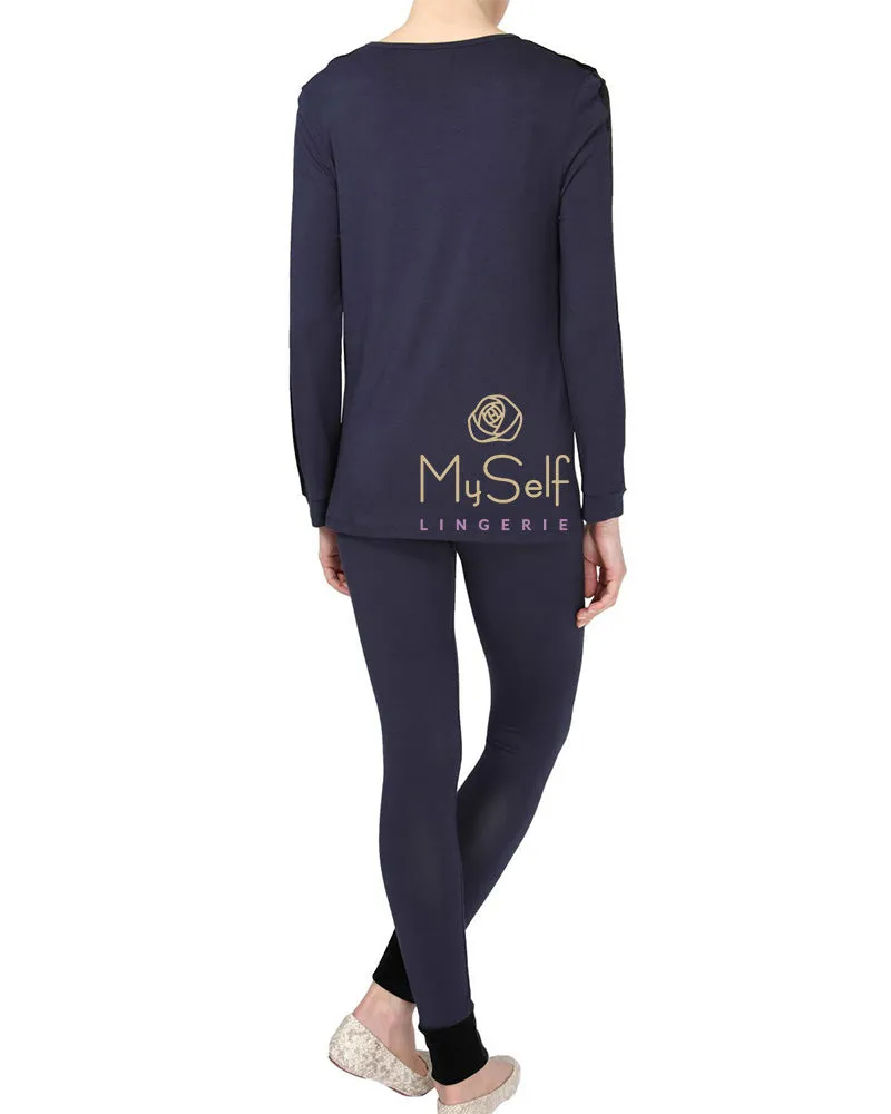 CPJ00149 Velvet Trimmed Modal Pajamas