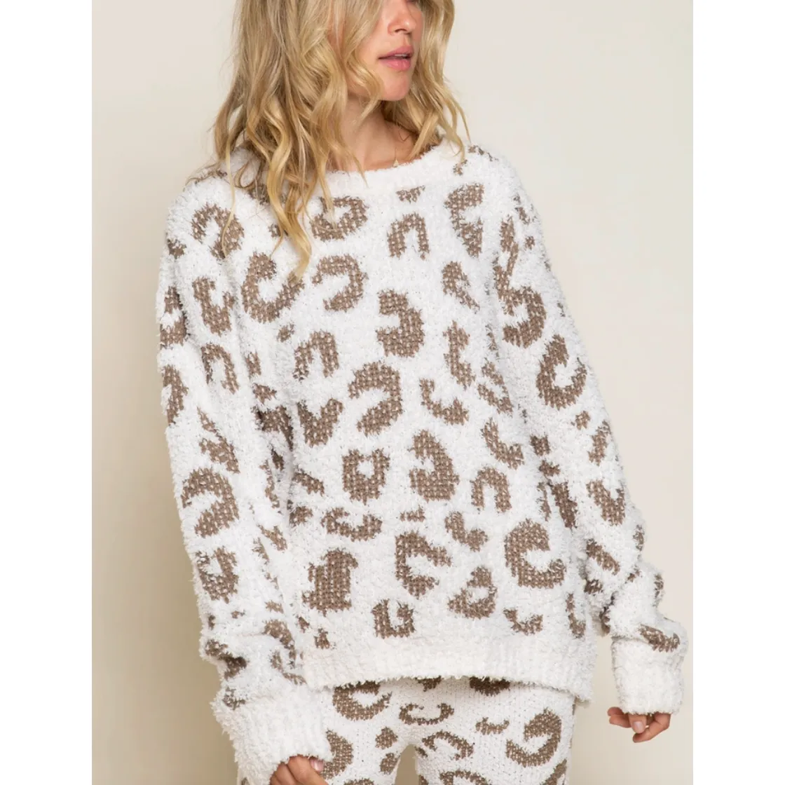 Cream & Olive Leopard Print Pajama Loungewear Set