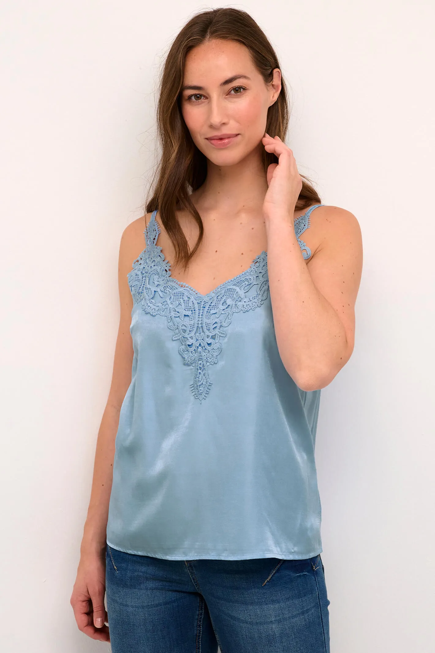 Cream CRAnna Lace Vest Top