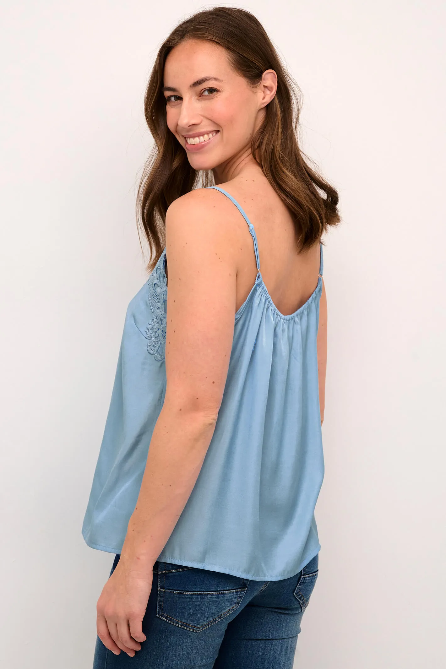 Cream CRAnna Lace Vest Top
