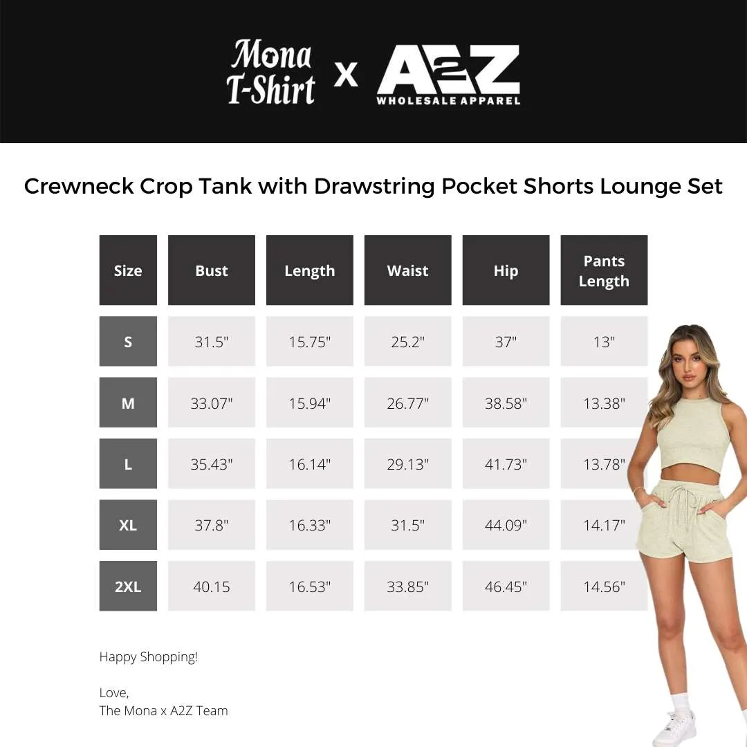 Crewneck Crop Tank with Drawstring Pocket Shorts Lounge Set