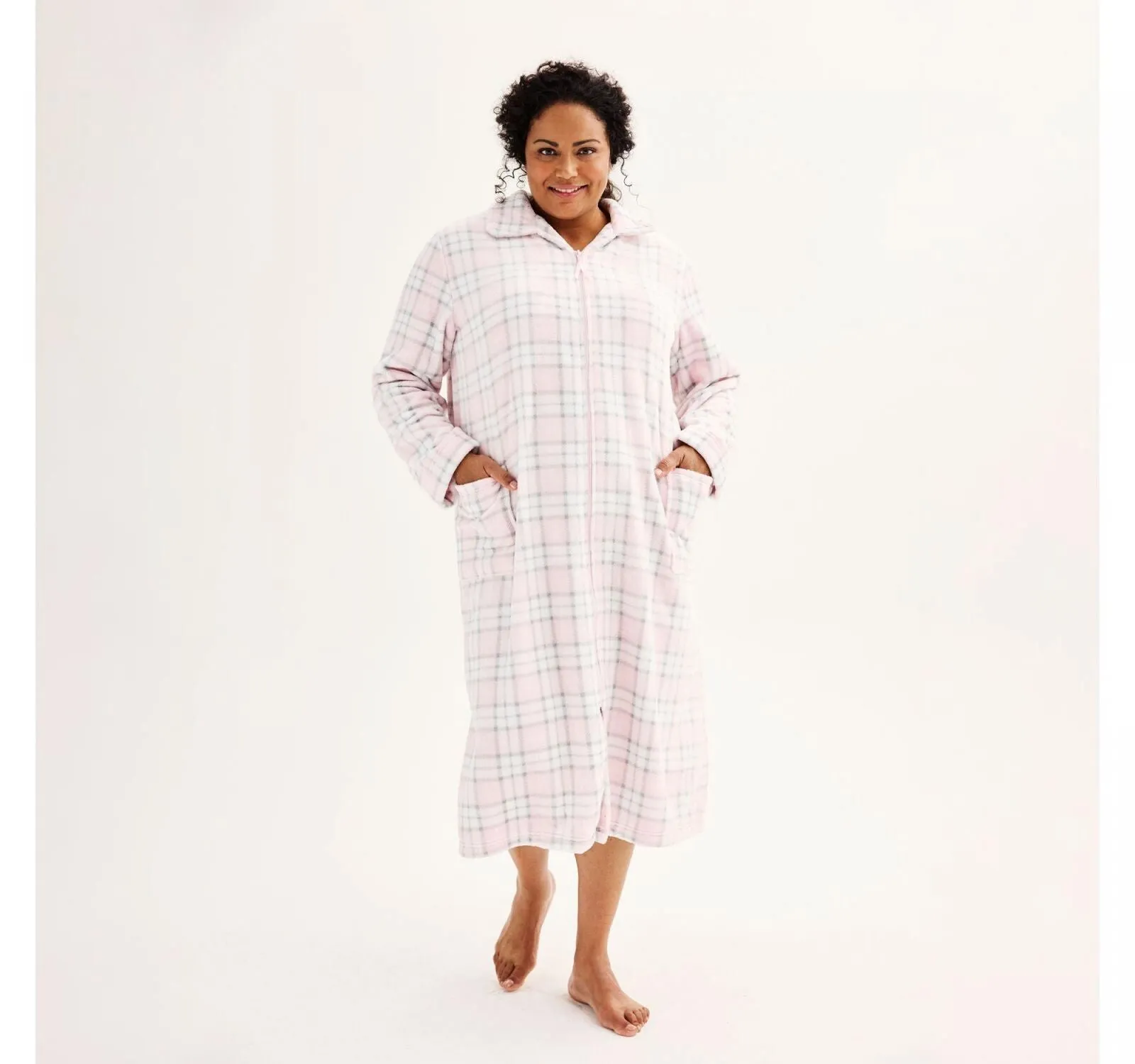 Croft & Barrow Plus Size Long Plush Zip Front Robe ZC33R001PP