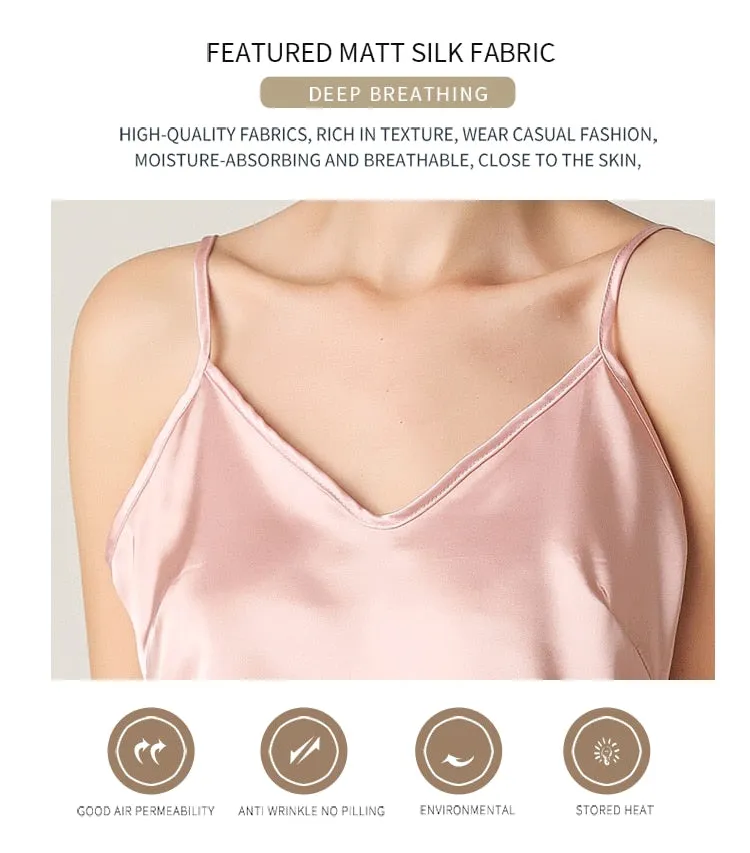 Crop Top Women's Satin Pajamas Set