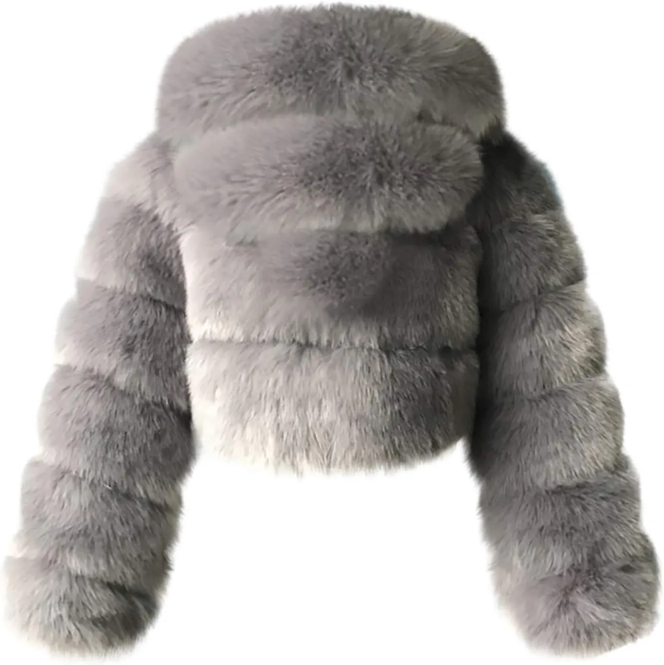Cropped Faux Fur Coats for Women Short Hooded Jacket Warm Shaggy Splicing Pullover Long Sleeve Outerwears