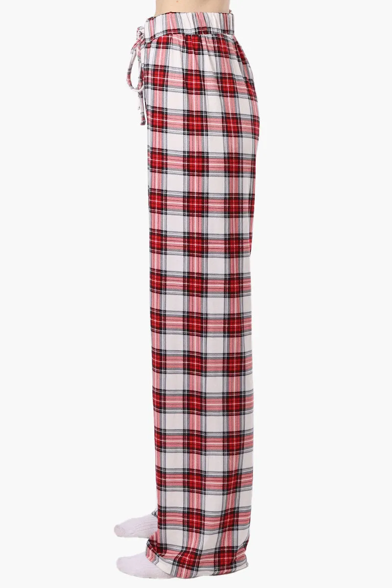 Cuddly Canuckies Plaid Wide Leg Pajama Pants - White