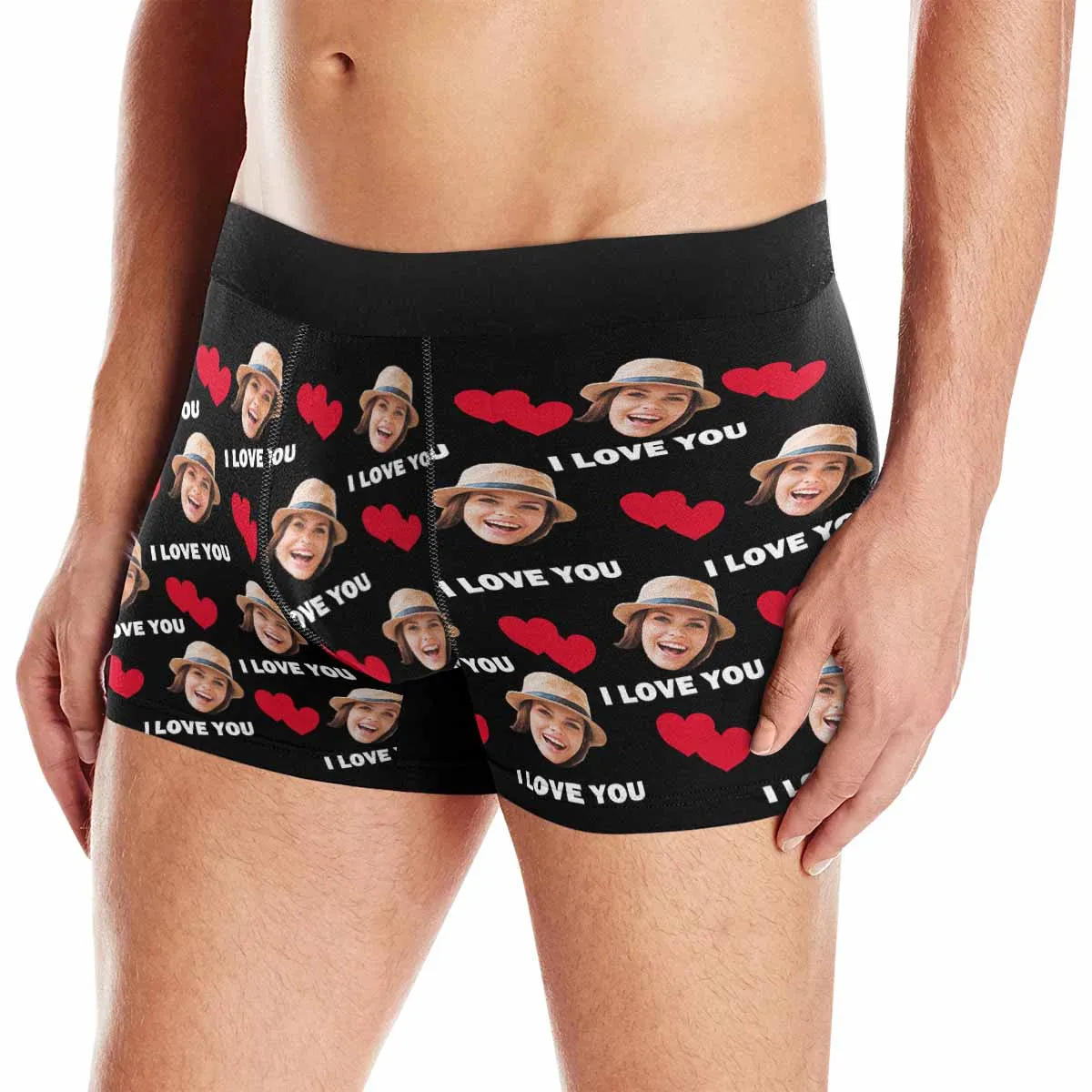 Custom Face Love You Women's Boyshort Panties&Men's Boxer Briefs Made for You Custom Underwear For Couple Valentine's Day Gift