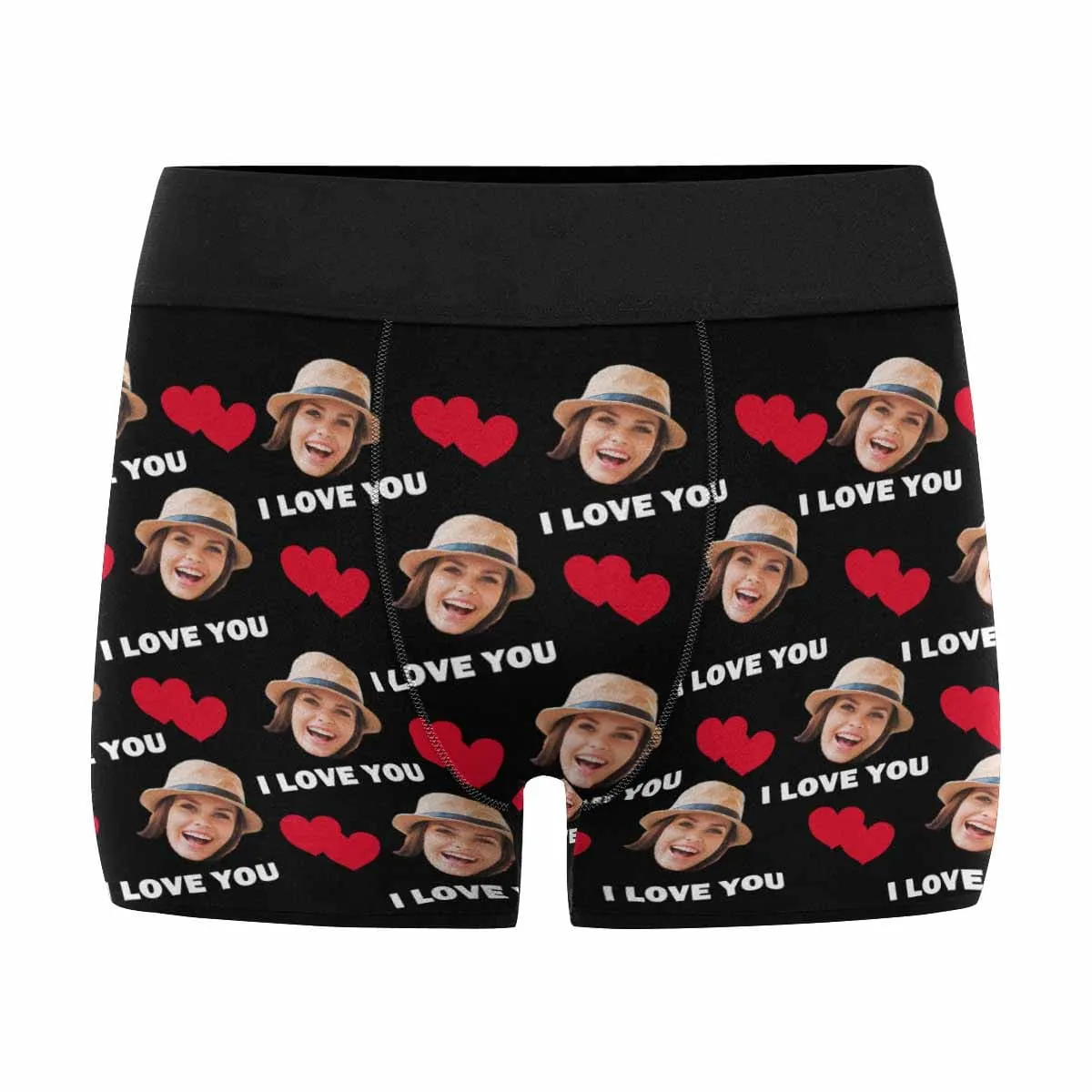 Custom Face Love You Women's Boyshort Panties&Men's Boxer Briefs Made for You Custom Underwear For Couple Valentine's Day Gift
