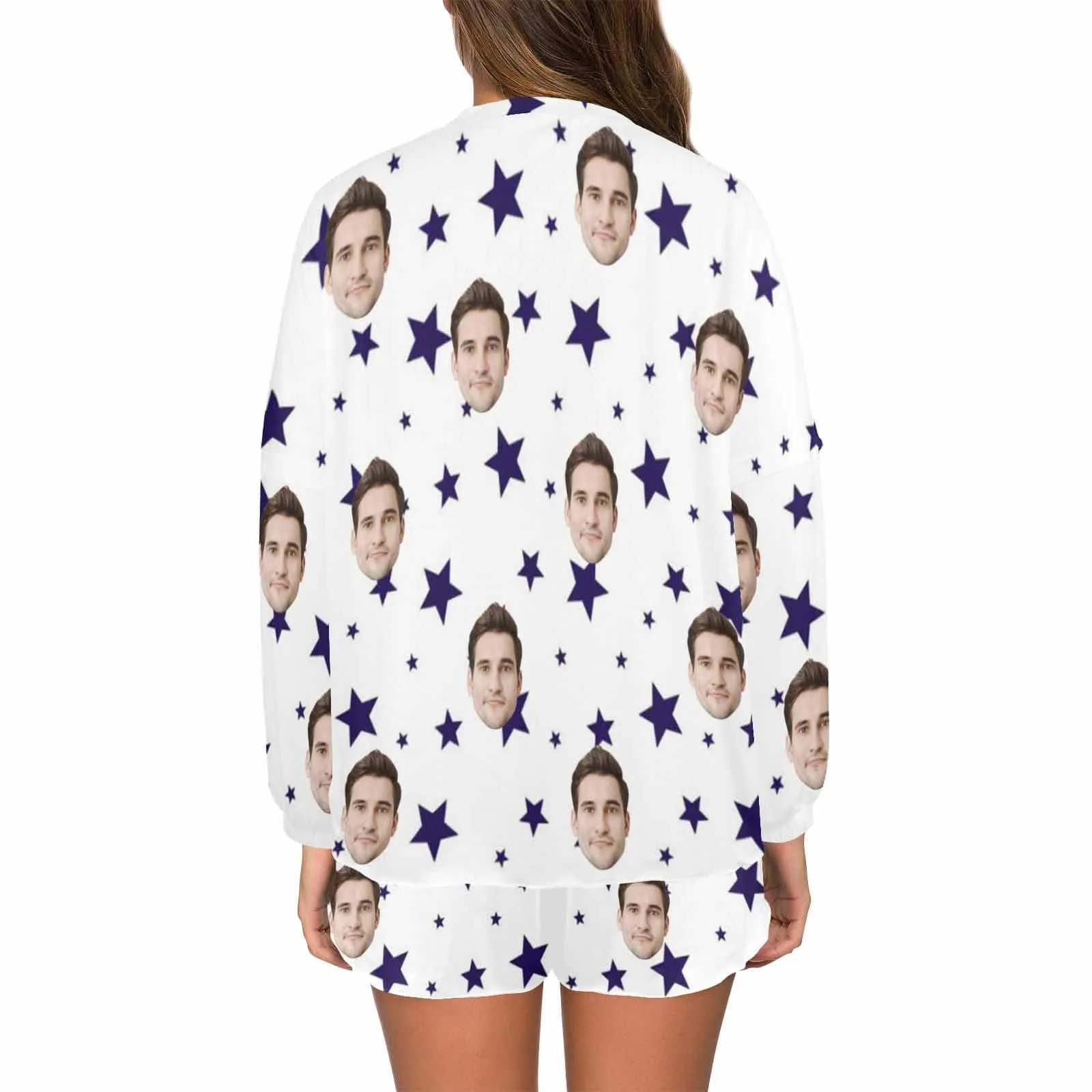 Custom Face Stars Women's Long Sleeve Short Pajama Set