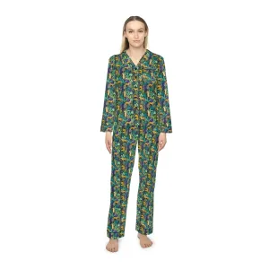 Customized Leopard Print Satin Pajama Set for Women with Free Personalization