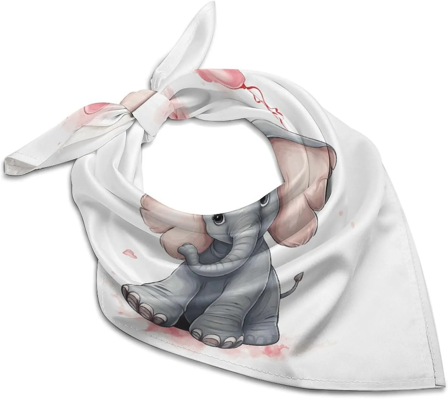 Cute Cartoon Elephant Silk Scarf Fashion Satin Head Scarf Lightweight Head Scarves for Neck Silk Scarves for Women Men Boho Hair Wrap Sleeping Kerchief Bandanas Pocket Square 18" X 18"