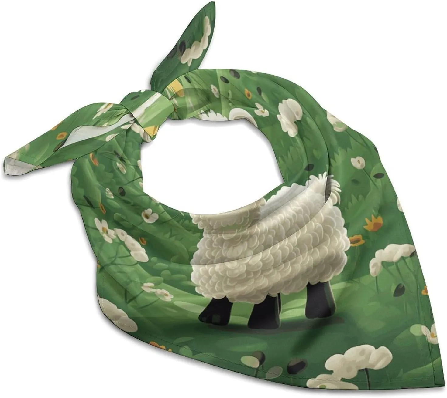 Cute Cartoon Sheep Silk Scarf Fashion Satin Head Scarf Lightweight Head Scarves for Neck Silk Scarves for Women Men Boho Hair Wrap Sleeping Kerchief Bandanas Pocket Square 18" X 18"