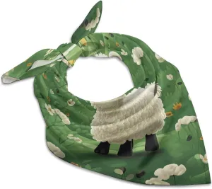 Cute Cartoon Sheep Silk Scarf Fashion Satin Head Scarf Lightweight Head Scarves for Neck Silk Scarves for Women Men Boho Hair Wrap Sleeping Kerchief Bandanas Pocket Square 18" X 18"