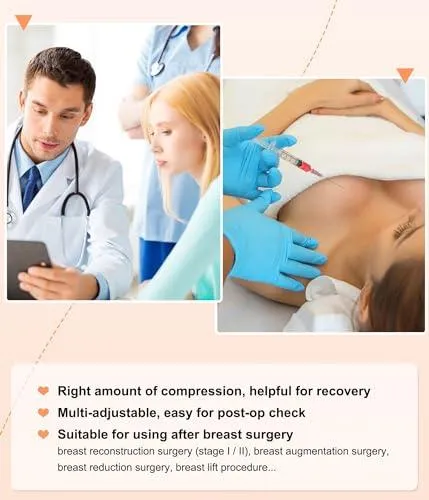 CYDREAM Women Wireless Front Closure Post Surgery Compression Everyday Bras Mastectomy Support Bra with Adjustable Straps (3X-Large, Black)