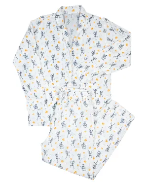 Dancing Skeleton Button Down Ladies Pajamas- FINAL SALE