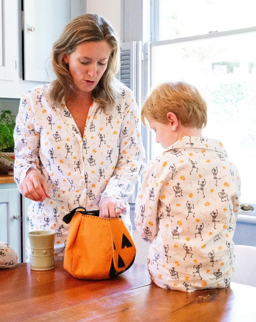 Dancing Skeleton Button Down Ladies Pajamas- FINAL SALE