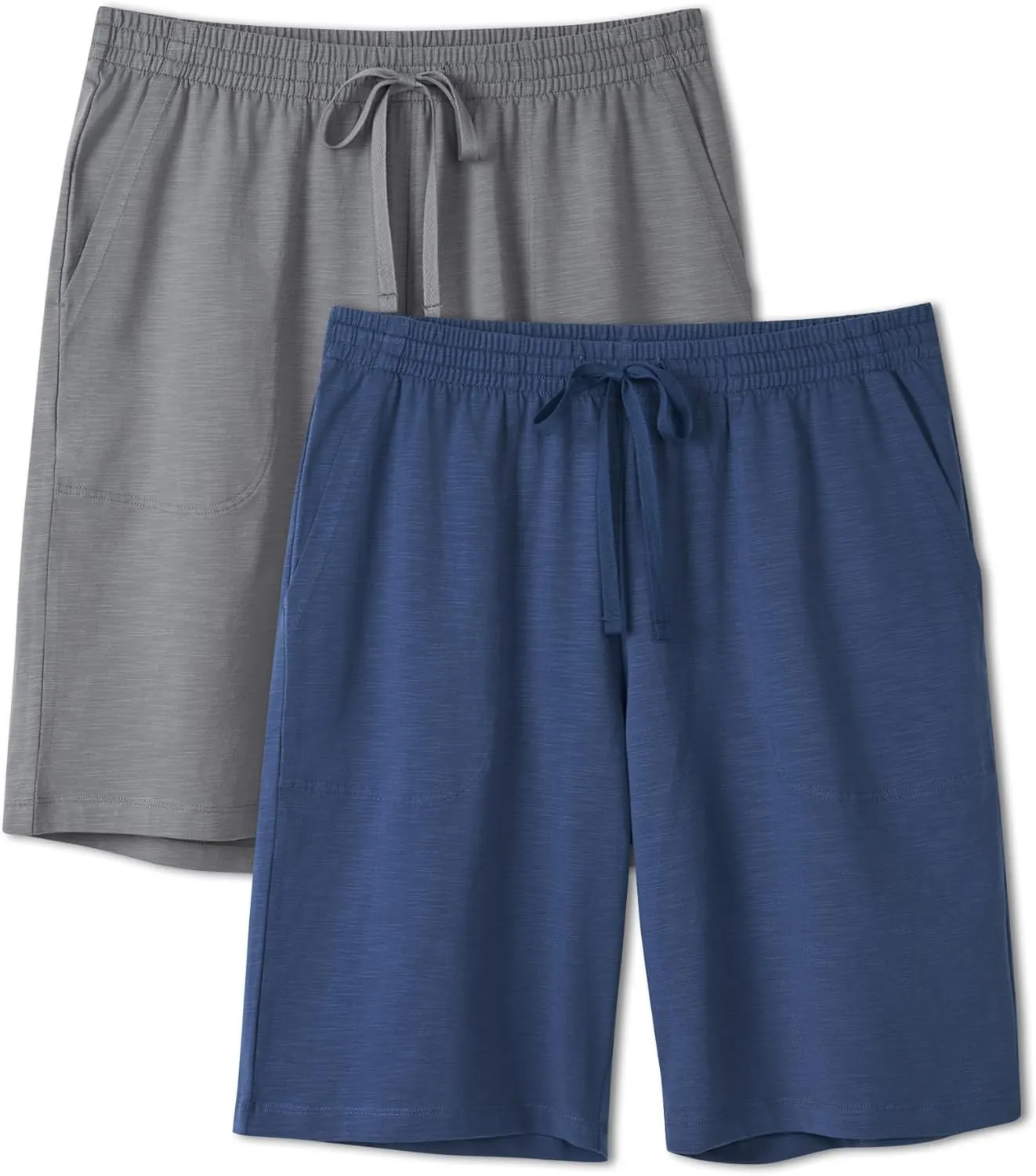 DAVID ARCHY Mens Pajama Shorts Soft Cotton Blend Sleep Bottoms Breathable Lightweight Lounge Sleepwear with Pockets 2 Pack