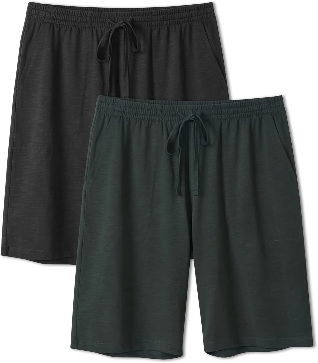 DAVID ARCHY Mens Pajama Shorts Soft Cotton Blend Sleep Bottoms Breathable Lightweight Lounge Sleepwear with Pockets 2 Pack