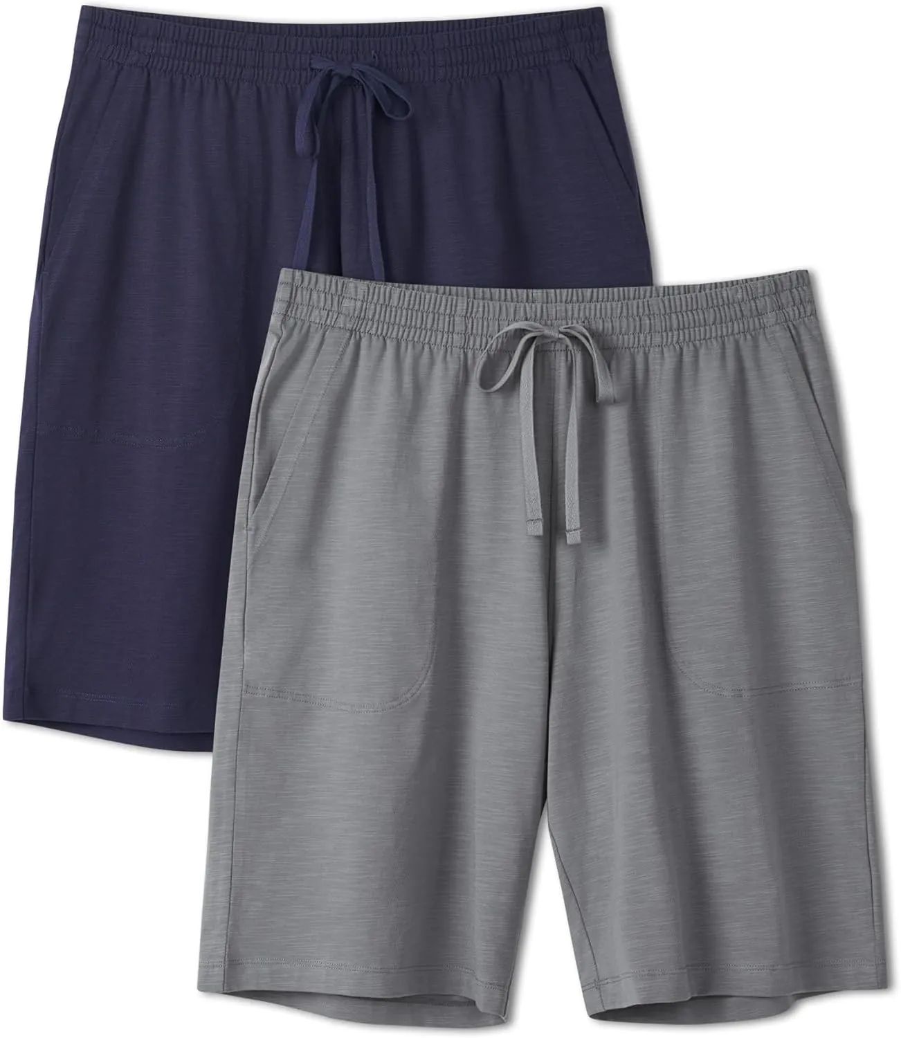 DAVID ARCHY Mens Pajama Shorts Soft Cotton Blend Sleep Bottoms Breathable Lightweight Lounge Sleepwear with Pockets 2 Pack