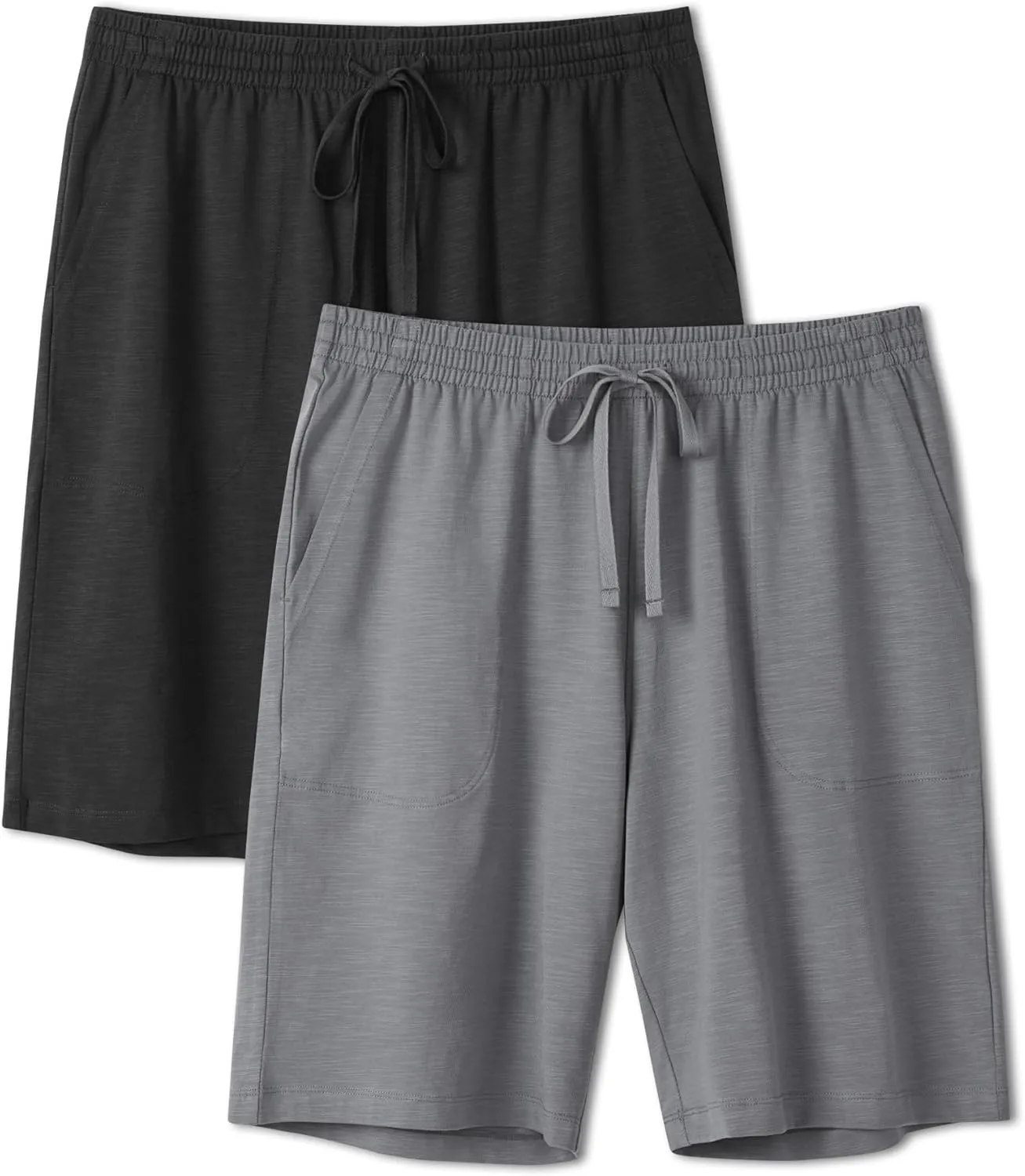 DAVID ARCHY Mens Pajama Shorts Soft Cotton Blend Sleep Bottoms Breathable Lightweight Lounge Sleepwear with Pockets 2 Pack