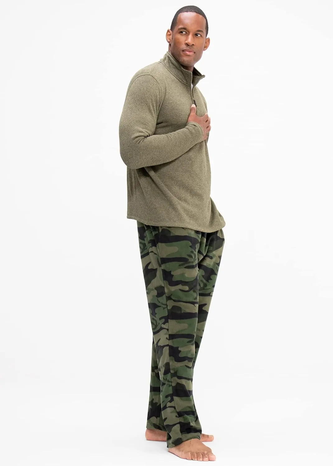 DEVOPS 2 Pack Men's Buffalo Plaid Plush Fleece Pajama Pants Sleepwear with Pocket