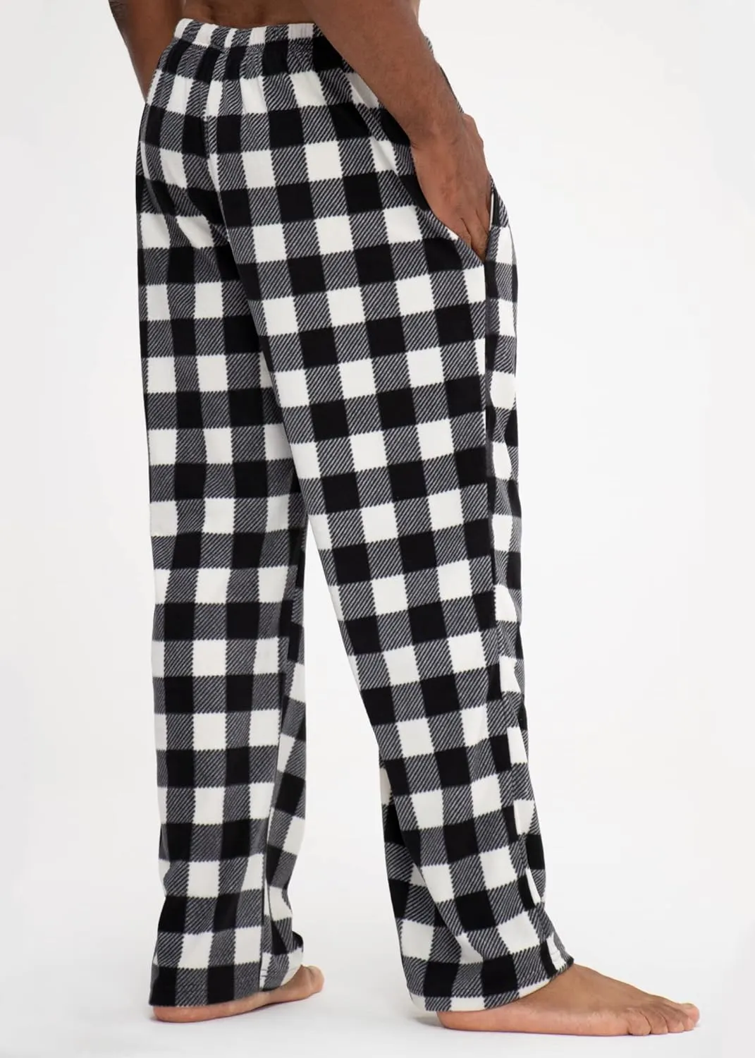 DEVOPS 2 Pack Men's Buffalo Plaid Plush Fleece Pajama Pants Sleepwear with Pocket