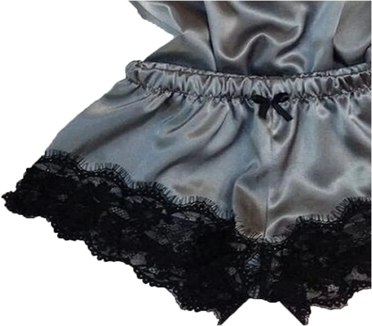 DGHM-JLMY Lace Pajamas With Knot For Women 2 Pieces Sexy Ruffled Satin Silk Pajama Sets Strapless Bralette And Panties
