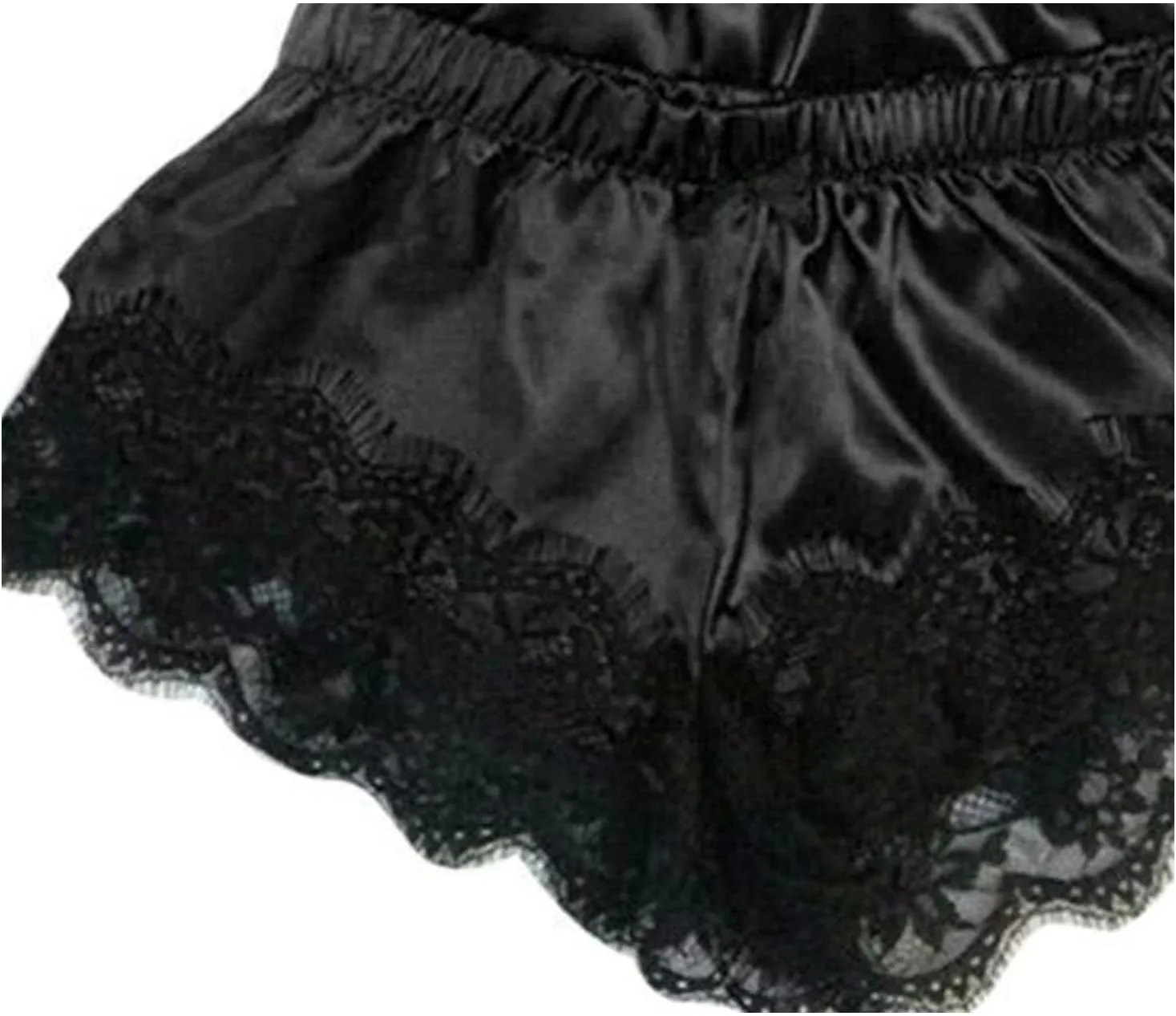 DGHM-JLMY Lace Pajamas With Knot For Women 2 Pieces Sexy Ruffled Satin Silk Pajama Sets Strapless Bralette And Panties