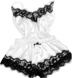 DGHM-JLMY Lace Pajamas With Knot For Women 2 Pieces Sexy Ruffled Satin Silk Pajama Sets Strapless Bralette And Panties