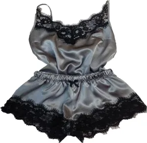 DGHM-JLMY Lace Pajamas With Knot For Women 2 Pieces Sexy Ruffled Satin Silk Pajama Sets Strapless Bralette And Panties