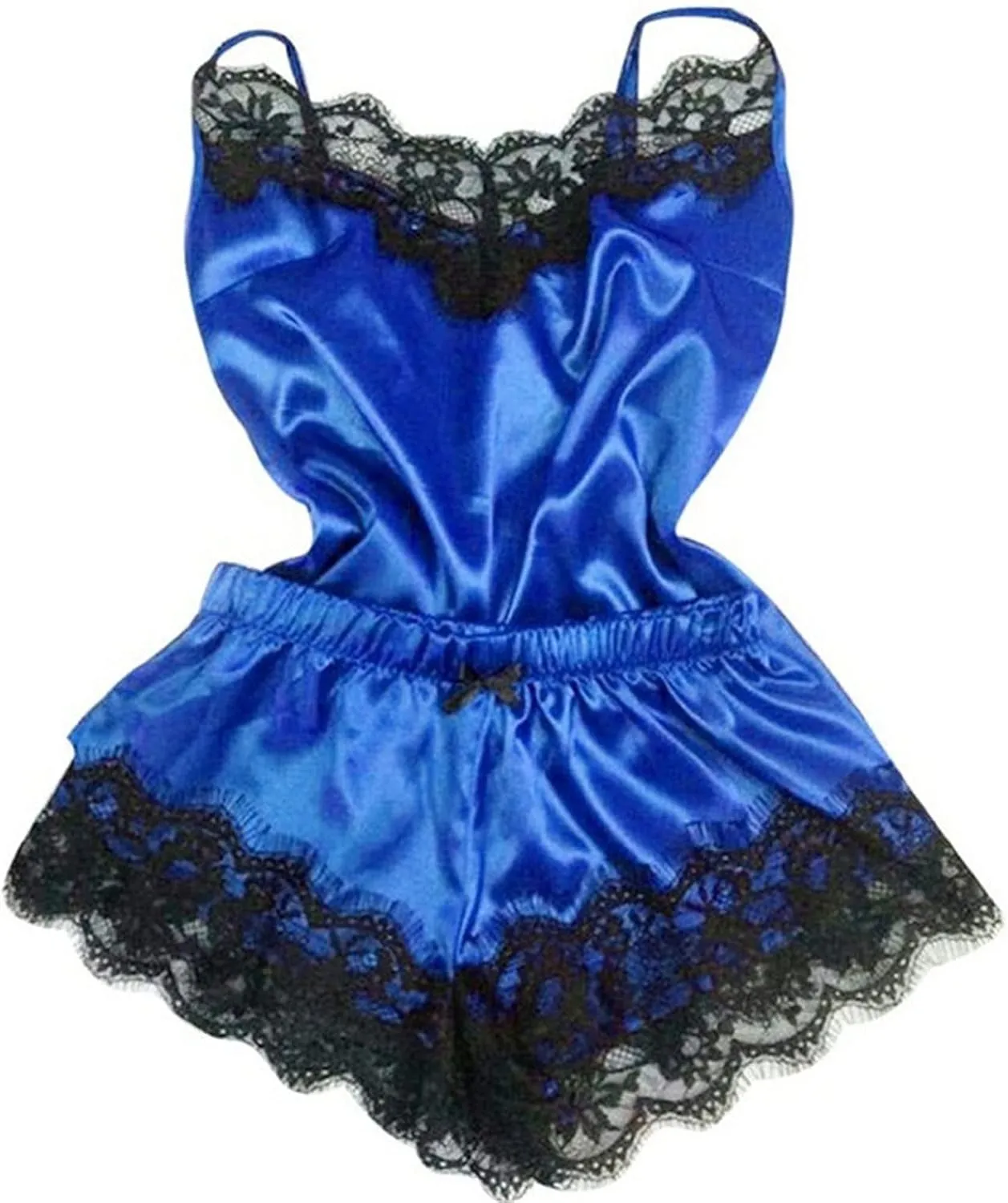 DGHM-JLMY Lace Pajamas With Knot For Women 2 Pieces Sexy Ruffled Satin Silk Pajama Sets Strapless Bralette And Panties