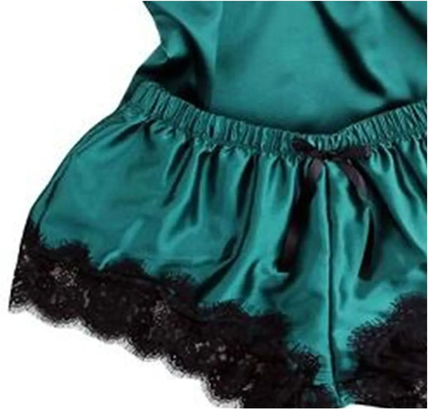 DGHM-JLMY Women Lace Vest V-Neck Silk Pajamas Set Elegant Cami Shorts Set Satin Sleepwear Sexy Bralette And Shorts Sleepwear