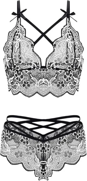 DGHM-JLMY Women Strappy Lace Lingerie Set Valentines Day Highwaist Bralette And Panty Babydoll 2 Piece Sexy Underwear Sets
