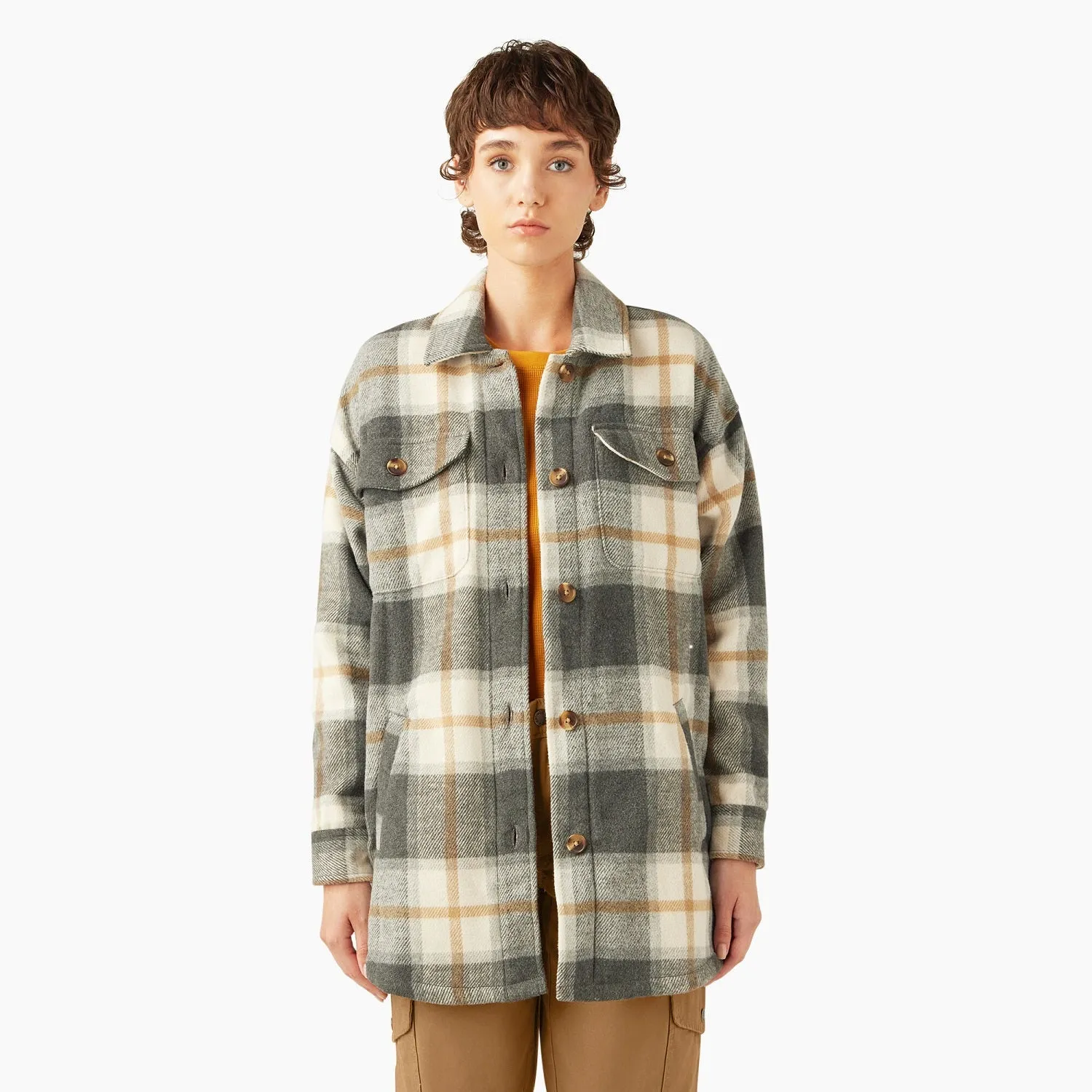 Dickies Women's Flannel Oversized Plaid Shirt Jac