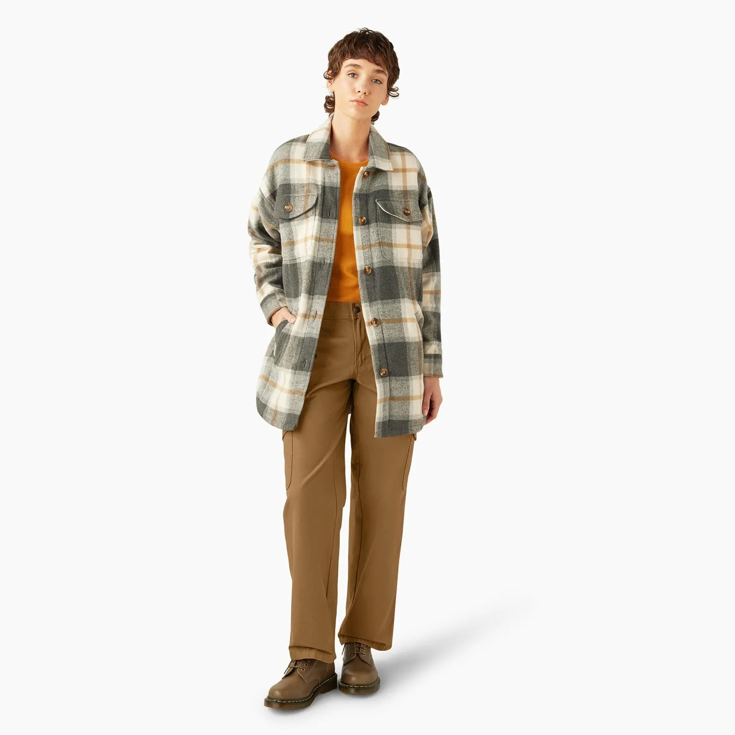 Dickies Women's Flannel Oversized Plaid Shirt Jac