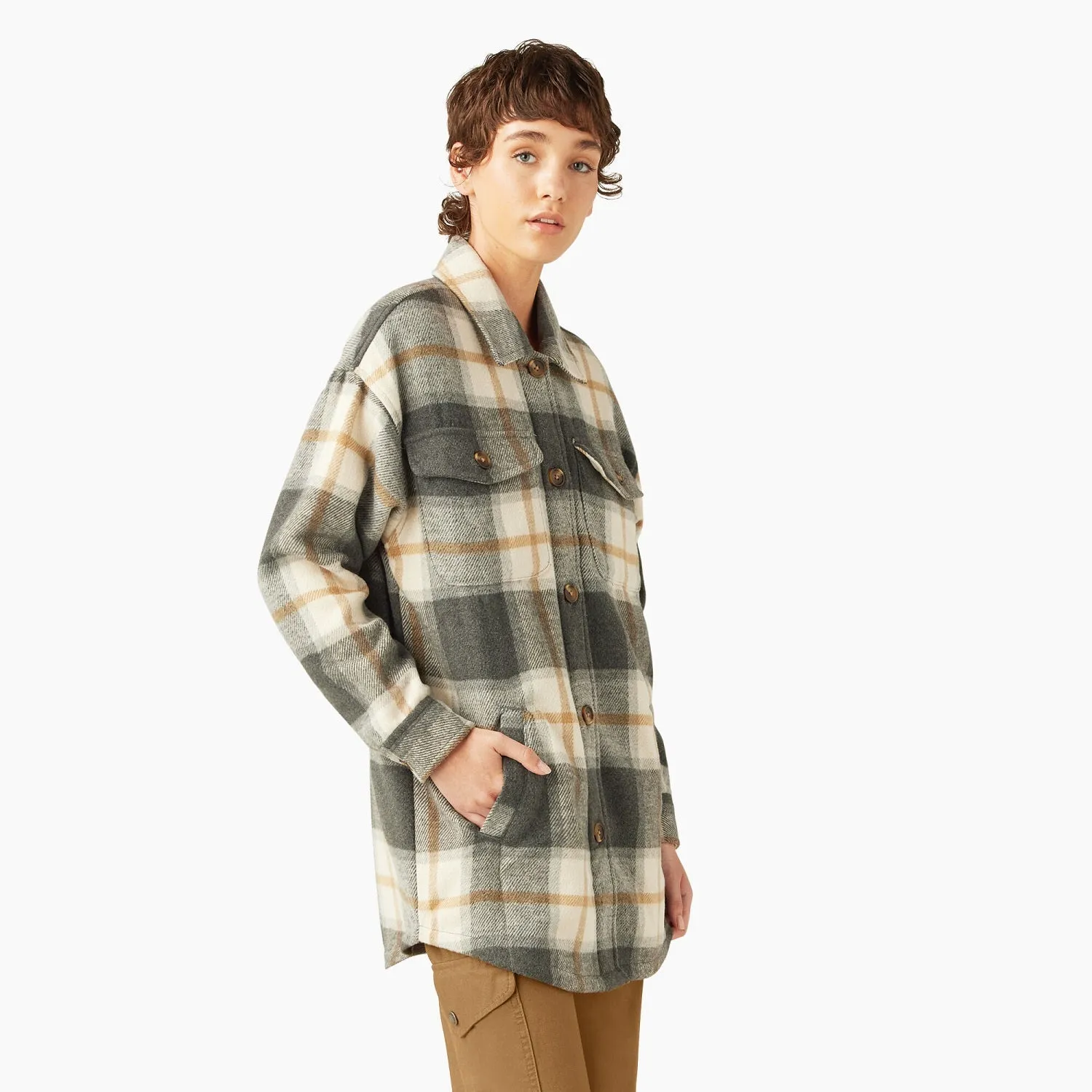 Dickies Women's Flannel Oversized Plaid Shirt Jac