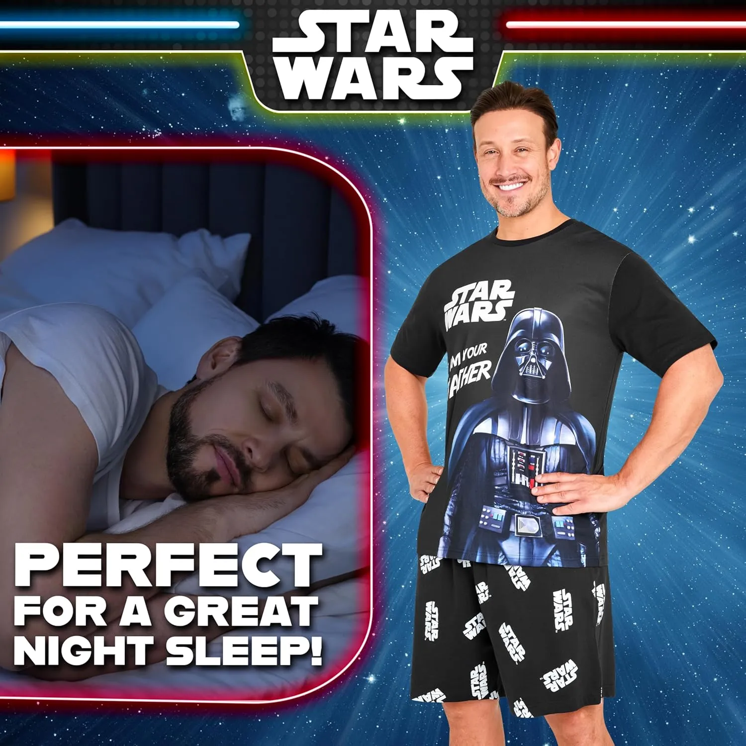 Disney Star Wars Pajamas Set Men Short PJs Lounge Set Dad Baby Yoda Sleepwear